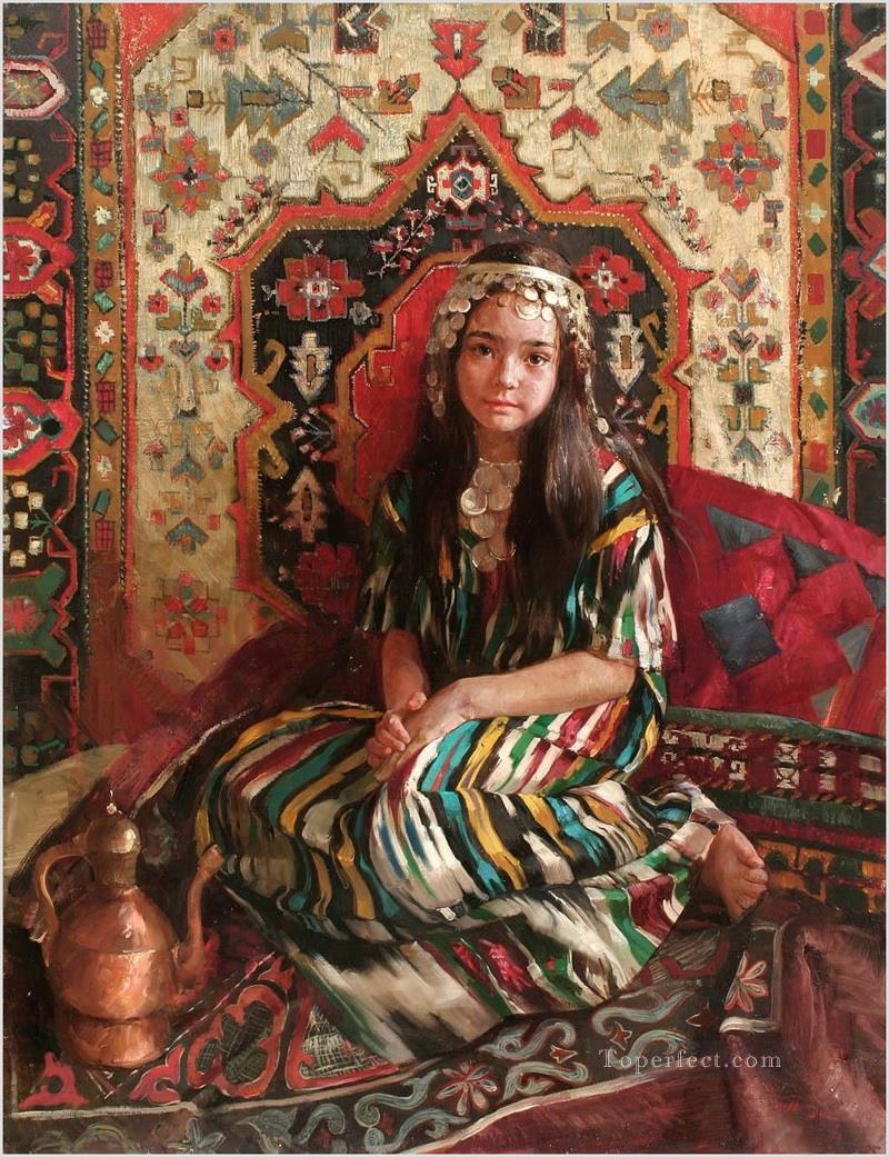 Pretty Little Girl NM Tajikistan 03 Impressionist Oil Paintings